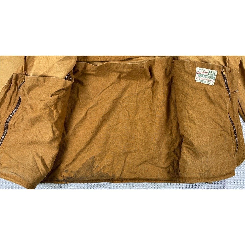 Vintage American Outfitters Game Hunting Jacket Beige Corduroy Collar USA - Picture 11 of 15